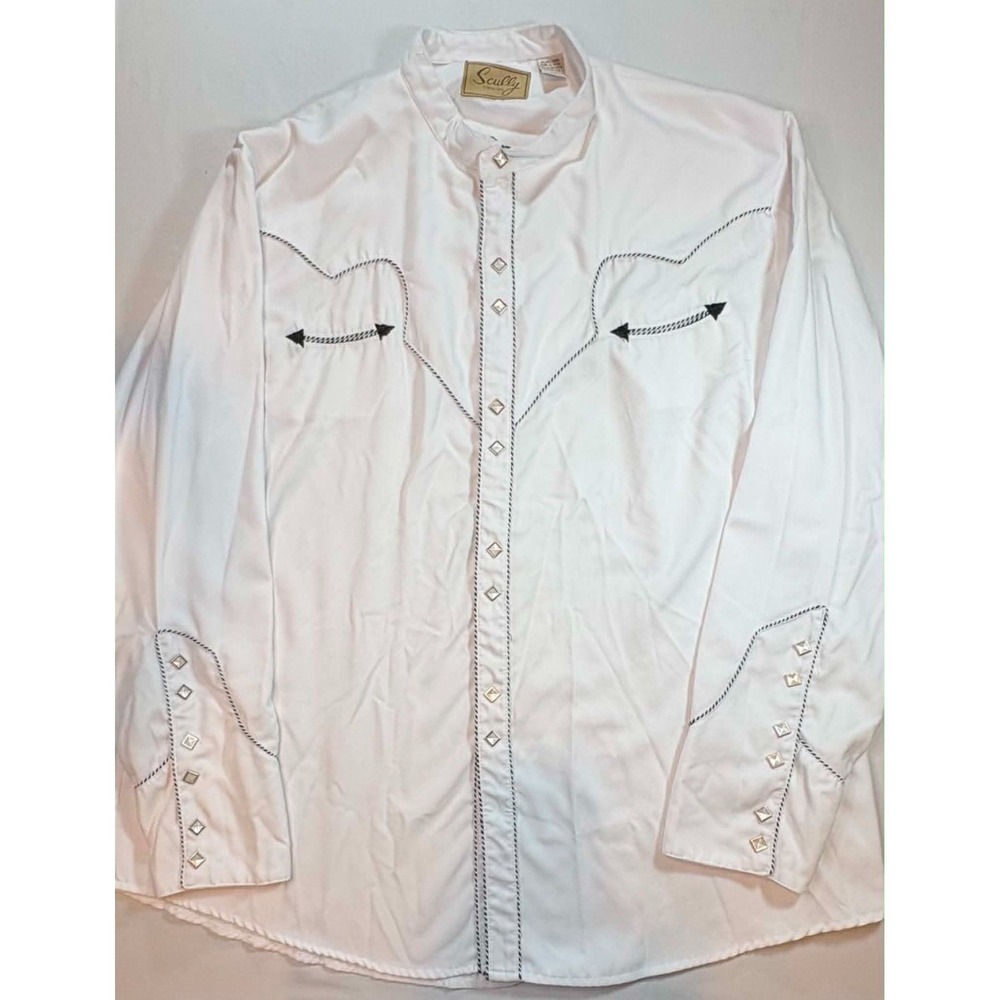 Scully P-726 White Western Shirt Candy Cane Piping Diamond Pearl Snap Men XXL